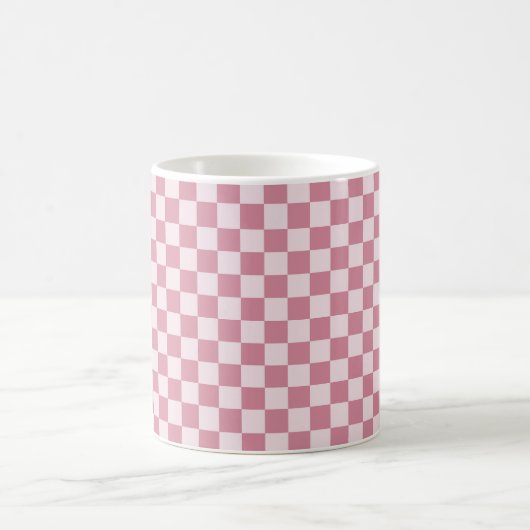 Dusty rose checkerboard pattern koffiemok (Center)