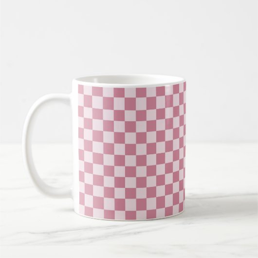 Dusty rose checkerboard pattern koffiemok (Links)