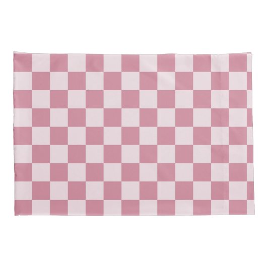 Dusty rose checkerboard pattern kussensloop (Achterkant-Rechts)
