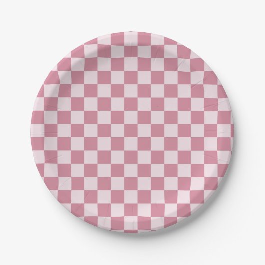 Dusty rose checkerboard pattern papieren bordje (Voorkant)
