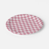 Dusty rose checkerboard pattern papieren bordje (Gekanteld)
