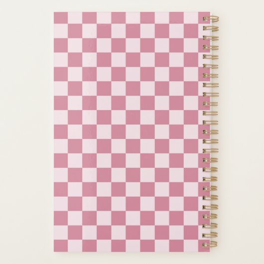 Dusty rose checkerboard pattern planner (Achterkant)