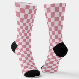 Dusty rose checkerboard pattern sokken