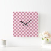 Dusty rose checkerboard pattern vierkante klok (Huis)