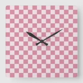 Dusty rose checkerboard pattern vierkante klok