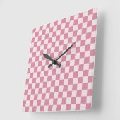Dusty rose checkerboard pattern vierkante klok (Hoek)