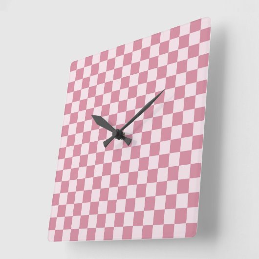 Dusty rose checkerboard pattern vierkante klok (Hoek)