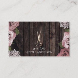 Dusty Rose Chic Salon Haarstylist Roze Schaar Visitekaartje