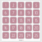 Dusty Rose Customizable Square Number Stickers (Vel)