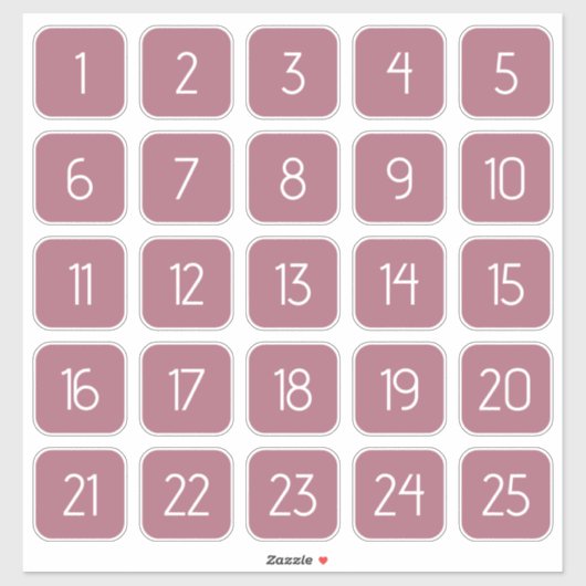 Dusty Rose Customizable Square Number Stickers (Vel)