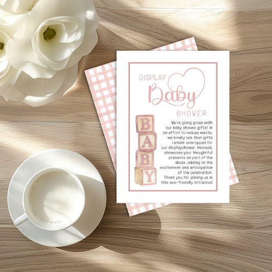 Dusty Rose Display Shower Card | Unwrapped Gifts  Informatiekaartje