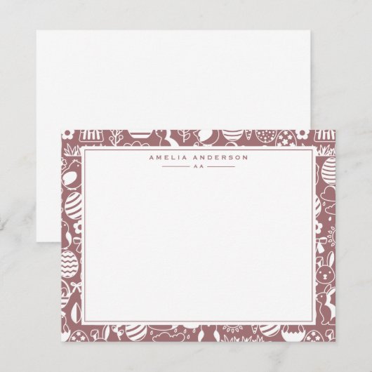 Dusty Rose Easter Egg Frame Note Card Kaart (Voorkant / Achterkant)