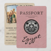 Dusty Rose Egypt Passport Wedding Save the Date (Voorkant / Achterkant)