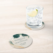 Dusty Rose Emerald Botanical Wedding Ronde Kartonnen Onderzetter (Insitu)