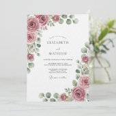 Dusty Rose Ethereal Flora Wedding Kaart (Staand voorkant)