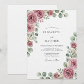 Dusty Rose Ethereal Flora Wedding Kaart (Voorkant / Achterkant)