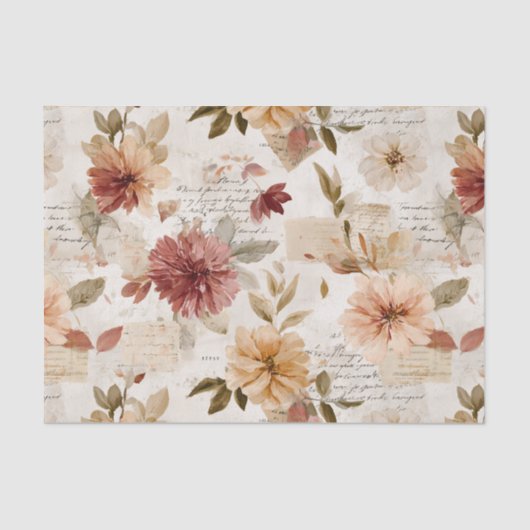 Dusty Rose Fall Floral Tissuepapier (Voorkant)