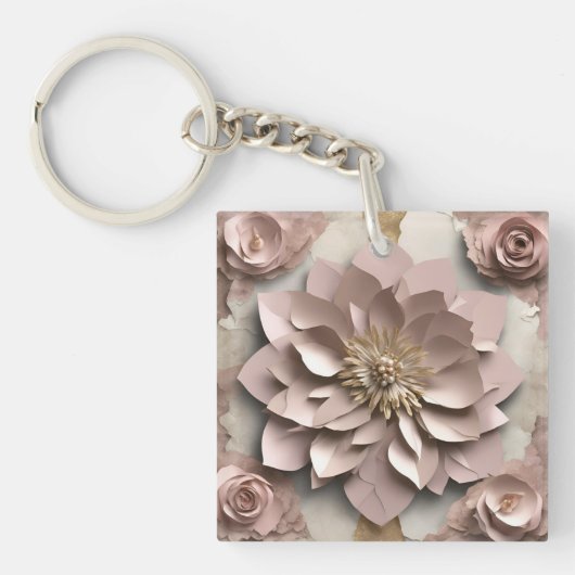 Dusty Rose Floral - Acrylic Keychain (Voorkant)