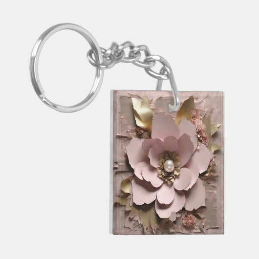 Dusty Rose Floral - Acrylic Keychain (Voorkant Links)