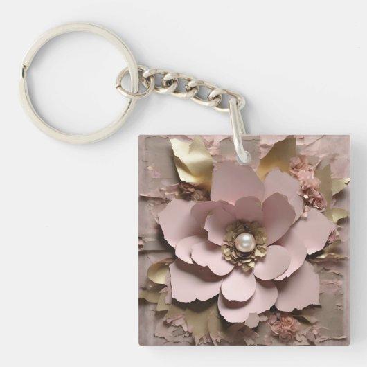 Dusty Rose Floral - Acrylic Keychain (Voorkant)