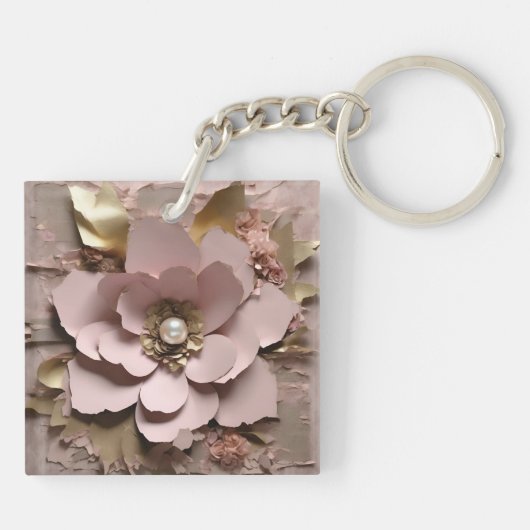 Dusty Rose Floral - Acrylic Keychain (Achterkant)