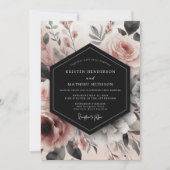 Dusty Rose Floral Bloom Romance Wedding Kaart (Voorkant)