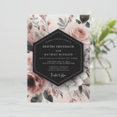 Dusty Rose Floral Bloom Romance Wedding Kaart (Staand voorkant)