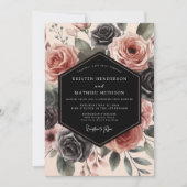 Dusty Rose Floral Opulent Wedding Kaart (Voorkant)