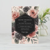 Dusty Rose Floral Opulent Wedding Kaart (Staand voorkant)