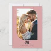 Dusty Rose Floral Photo and QR Code Wedding Kaart (Achterkant)