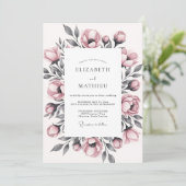 Dusty Rose Floral Romantic Wedding Kaart (Staand voorkant)