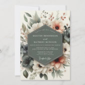 Dusty Rose Floral Romantic Wedding Kaart (Voorkant)