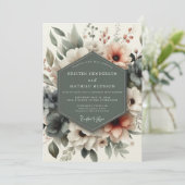 Dusty Rose Floral Romantic Wedding Kaart (Staand voorkant)