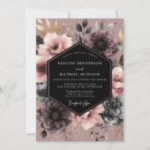 Dusty Rose Floral Wedding Kaart (Voorkant)