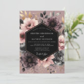 Dusty Rose Floral Wedding Kaart (Staand voorkant)