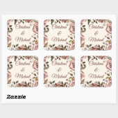 Dusty Rose Floral Wedding Vierkante Sticker (Vel)