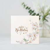 Dusty Rose Floral Wreath Flat Happy Birthday Card Kaart (Staand voorkant)