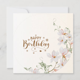 Dusty Rose Floral Wreath Flat Happy Birthday Card Kaart