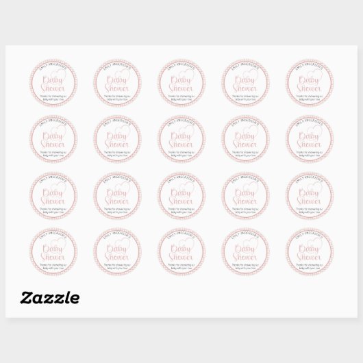 Dusty Rose Gingham Baby Shower Favor Sticker (Vel)