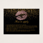Dusty Rose Glitter Lips Application Instructions Visitekaartje (Voorkant)