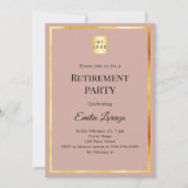 Dusty rose gold retirement party business logo kaart (Voorkant)