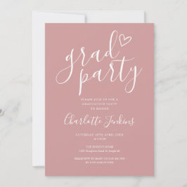 Dusty Rose Grad Feest Script Afstudeerfeest Kaart