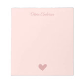 Dusty Rose Heart Valentines Day Personalized Name Notitieblok (Voorkant)