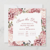Dusty Rose Hortensia Save the Date Kaart (Voorkant)
