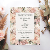 Dusty rose mauve ivory florals wedding invitation