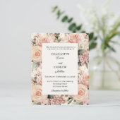 Dusty rose mauve ivory florals wedding invitation (Staand voorkant)