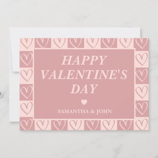 Dusty Rose Minimal Hearts Valentine’s Gift Feestdagenkaart (Voorkant)