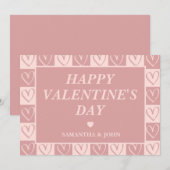 Dusty Rose Minimal Hearts Valentine’s Gift Feestdagenkaart (Voorkant / Achterkant)