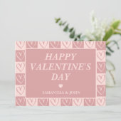 Dusty Rose Minimal Hearts Valentine’s Gift Feestdagenkaart (Staand voorkant)