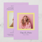 Dusty Rose Minimal High School Photo Grad Frame Aankondiging (Voorkant / Achterkant)